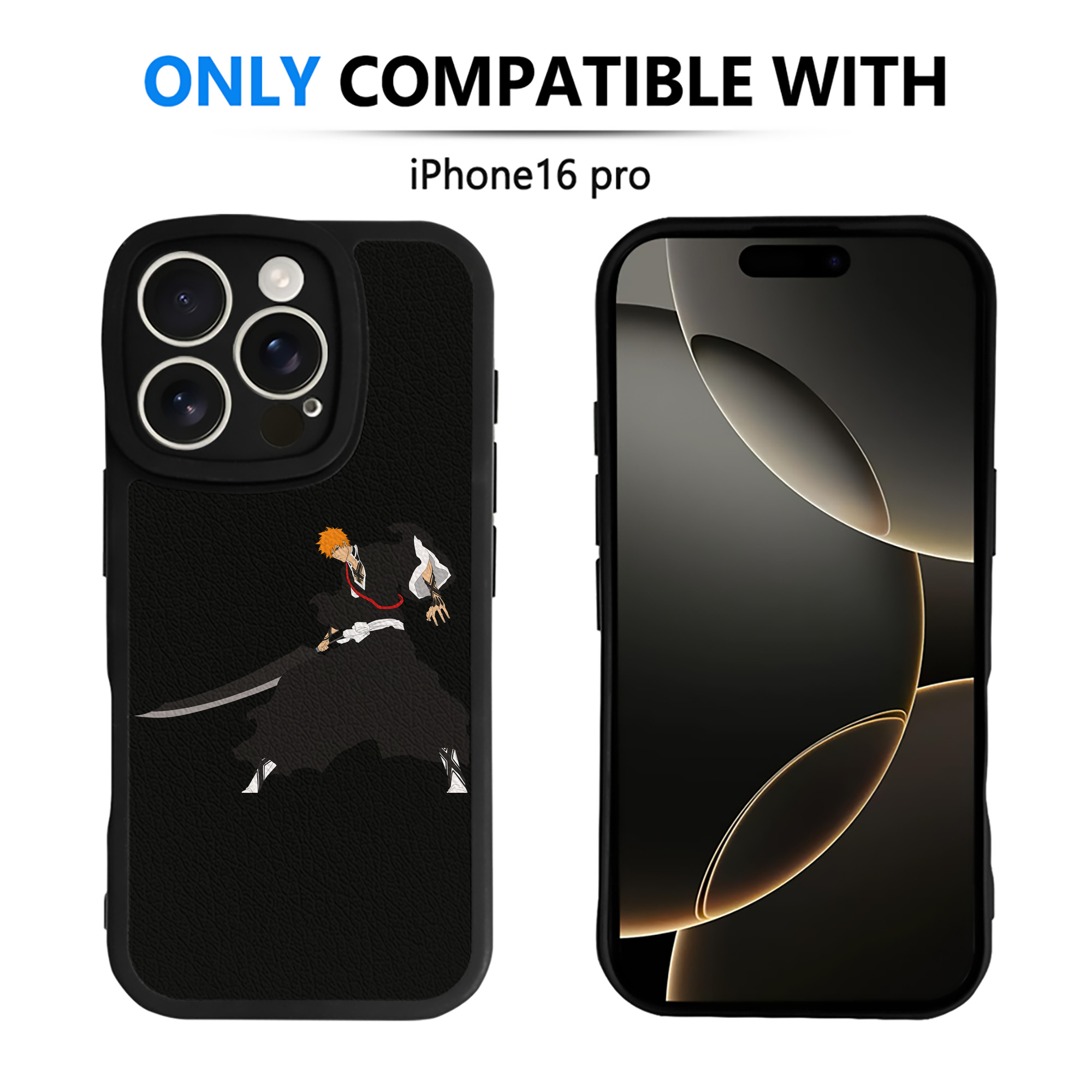 ブリーチ 黒崎一護（くろさき いちご）BLEACH Kurosaki Ichigo 【iPhone 16シリーズ対応】シリコンスマホケース（レザー調） 材質：シリコン